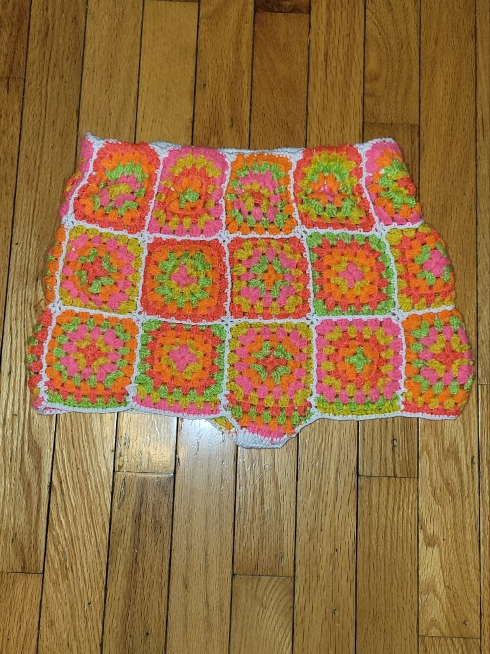 We Koko High Waisted Neon Granny Squares Crochet Shorts Tag Size S/M